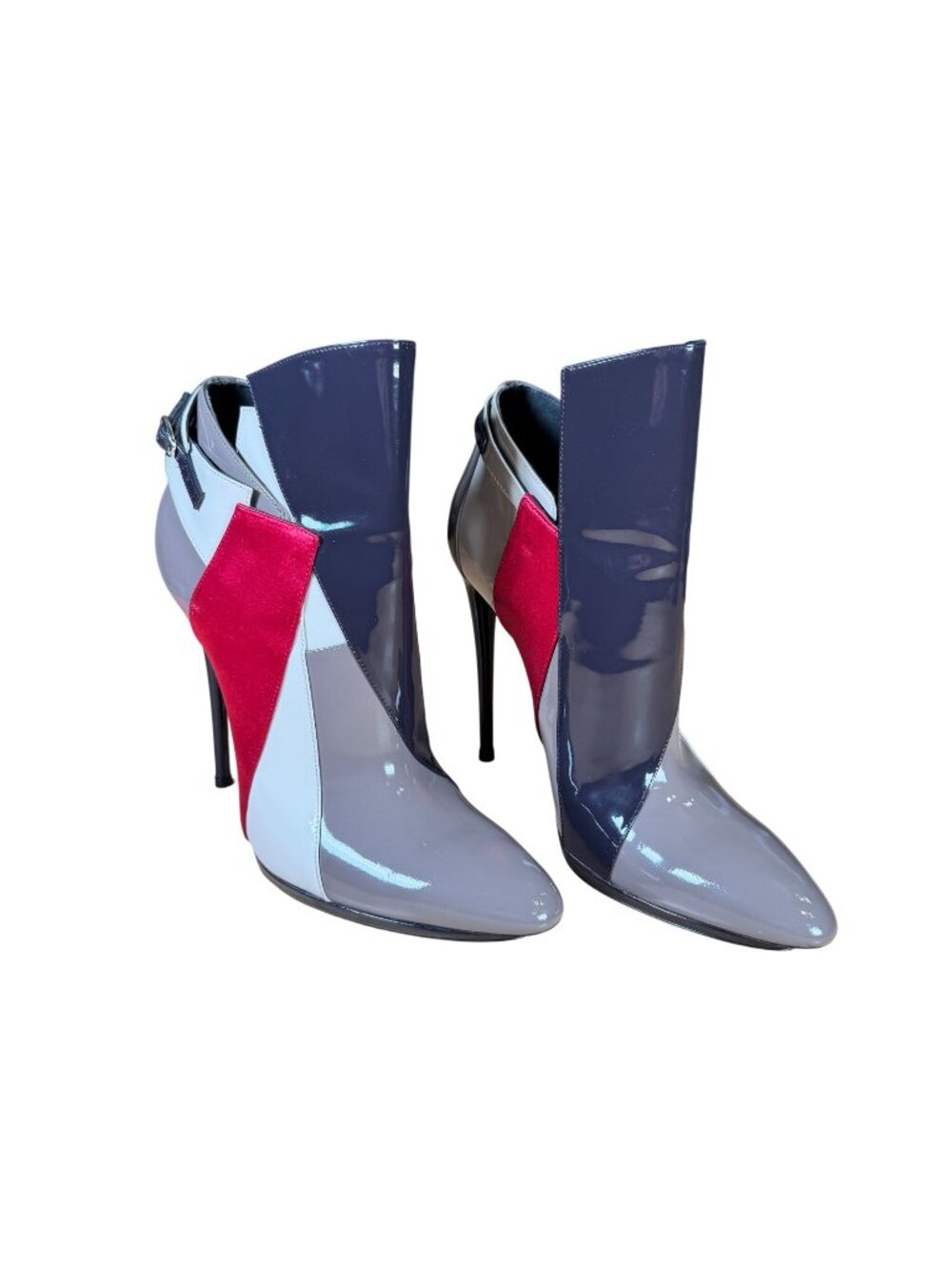 Balenciaga Patent Leather Colorblock Stiletto Ankle Boots Size EU 40 US 10